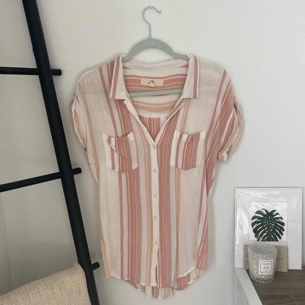 Neutral Stripe Button Down